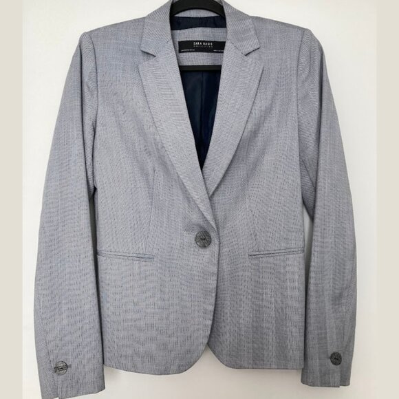 Zara Basic Tailored Grey Blazer | One Button | Fitted Classic Jacket - Picture 11 of 16